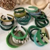Retro green hair band, Korean wide-brimmed wool hair band, sweet and girlish, versatile, high top sponge headband details Picture